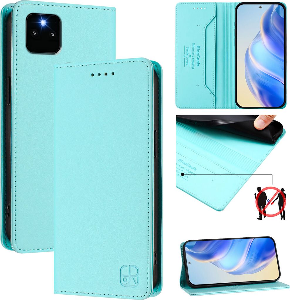Lederhülle für Google Pixel 5A Hülle Flip Brieftasche Kartenfächern Ständer Schutzhülle Türkis