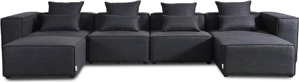 HOME DELUXE - Sofa VERONA - Anthrazit, Größe: L - ca. 327 x 70 x 207 cm, Sitzhöhe: 46 cm, Sitztiefe: 80 cm, inkl. Kissen I Modulares Sofa Moduls...