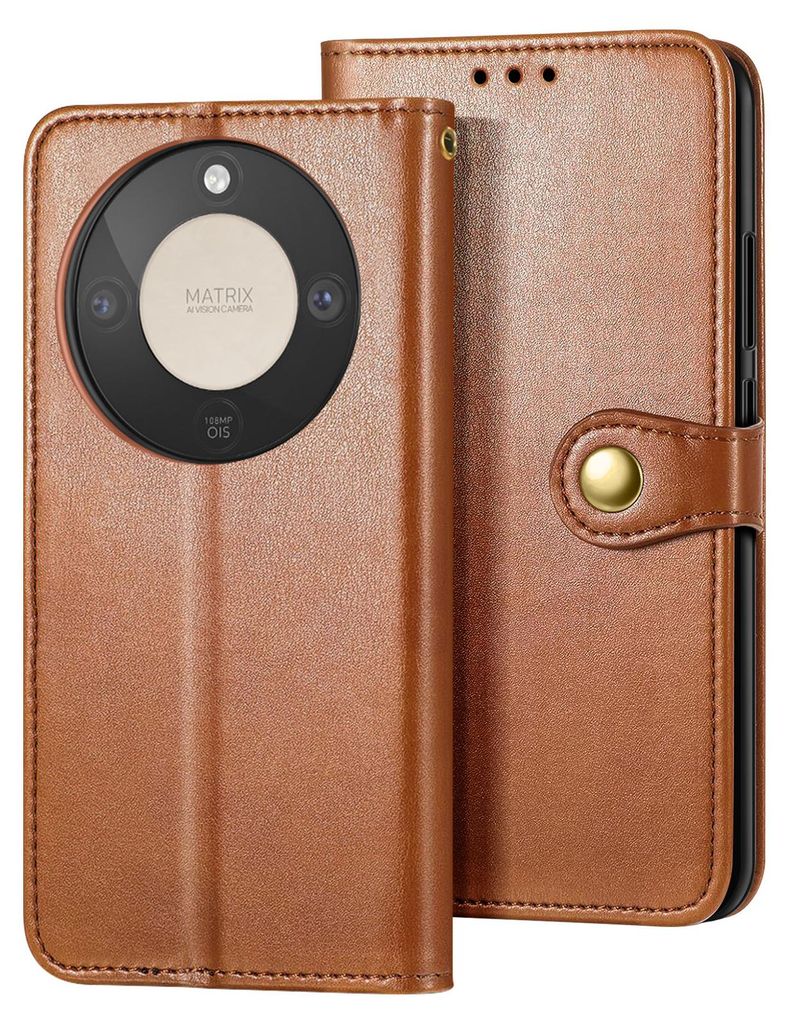 Avizar, Portemonnaie Hülle mit Schlaufe für Honor Magic 8 Lite, Braun