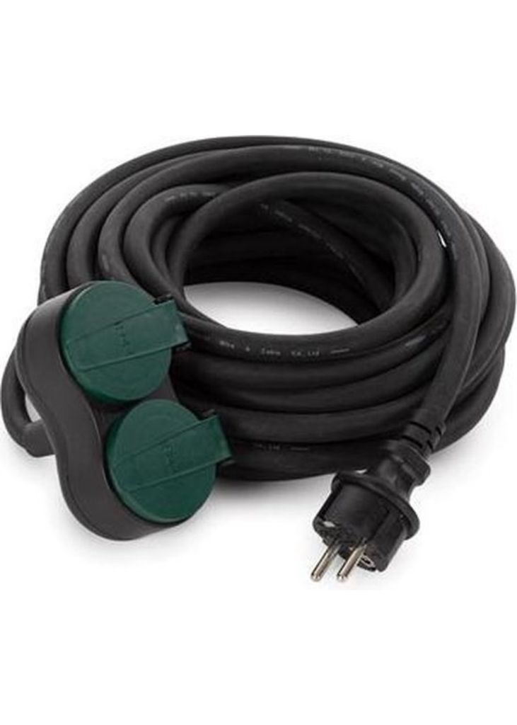 Prolunga da esterno con 2 uscite - 10 M - Nero - 3G2.5 - Immagine del prodotto 
