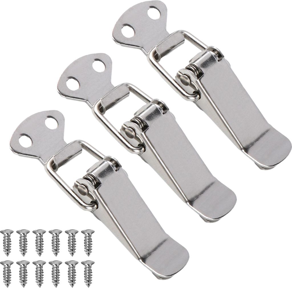 Spannschnalle aus Edelstahl mit Schrauben, 3 gefederte Knebelverschlussclips aus Edelstahl, Schnallenclips, verwendet für Gepäck, Kisten, Werkzeu...