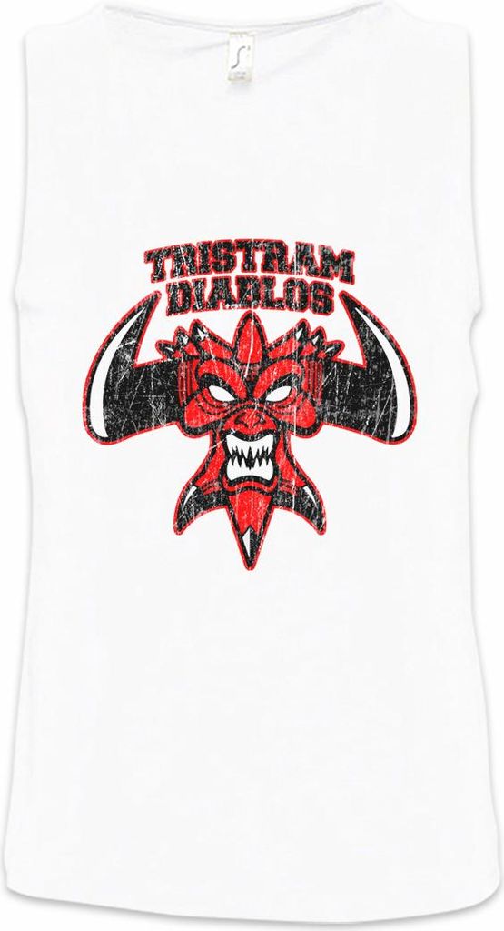 Urban Backwoods Tristram Diablos, Ärmelloses T-Shirt, Farbe: Weiß, Größe: XL
