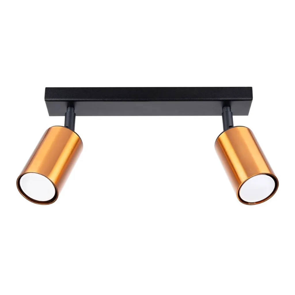 Luminaire de Plafond WINX 2 pour Salon et Cuisine Noir Cuivre 2xGU10