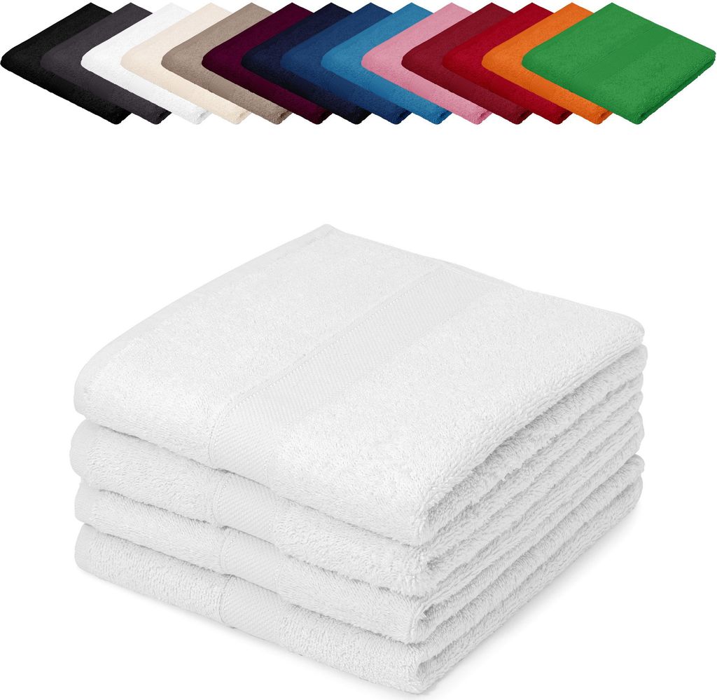 4er PACK Gästetücher 30x50 cm Gästehandtücher Kinderhandtücher Babyhandtücher 100% Baumwolle, Farbe: Weiß