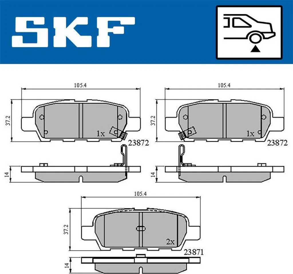 Plaquettes de frein SKF VKBP90107A pour Qashqai et X-Trail