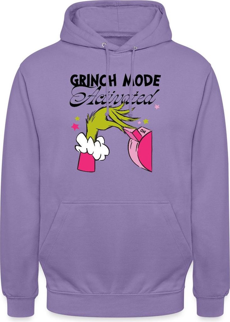Spreadshirt Der Grinch Statement Grinch Mode Activated Uni Hoodie, M, Lavendel