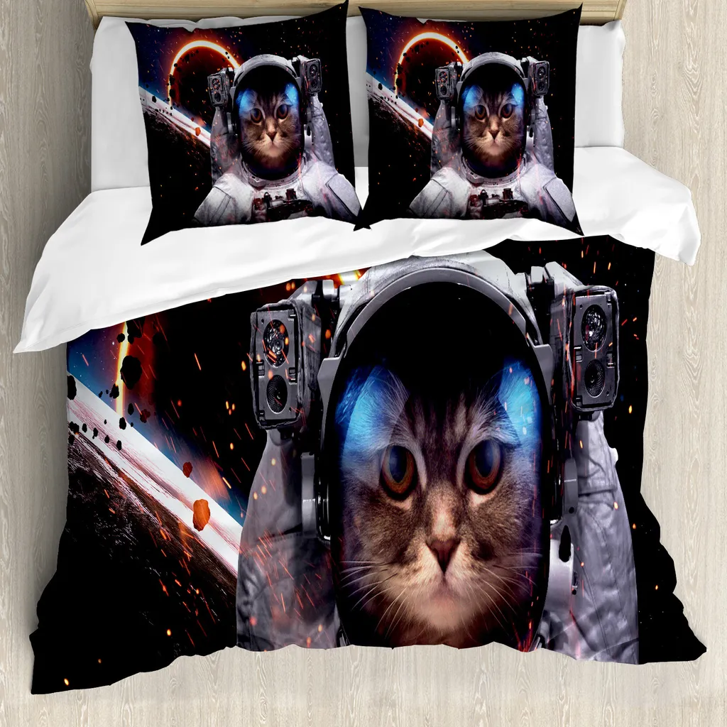 Copripiumino Matrimoniale Galaxy Cat ABAKUHAUS Microfibra Top