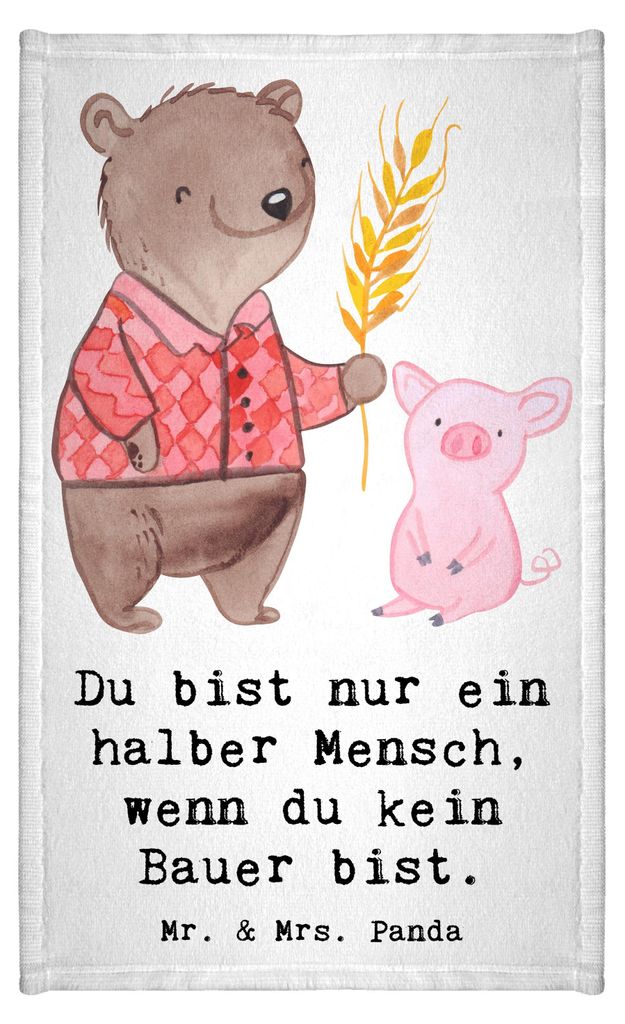 Mr. & Mrs. Panda Handtuch Bauer Herz - Weiß - Geschenk, Lustig, Gästetuch, gäste wc, Bauernhof, Agronom, Spruch, Frotteetuch, Witzig, Gäste-WC,...