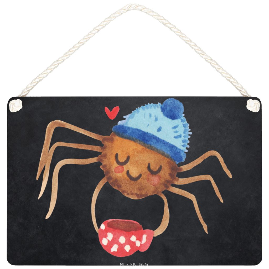 Mr. & Mrs. Panda Schild Spinne Agathe Kaffee DIN A5 - Kreidetafel - Geschenk, Lebensweisheiten, Morgen, Weiser Spruch, Holzschild, wandtafel, Wandb...