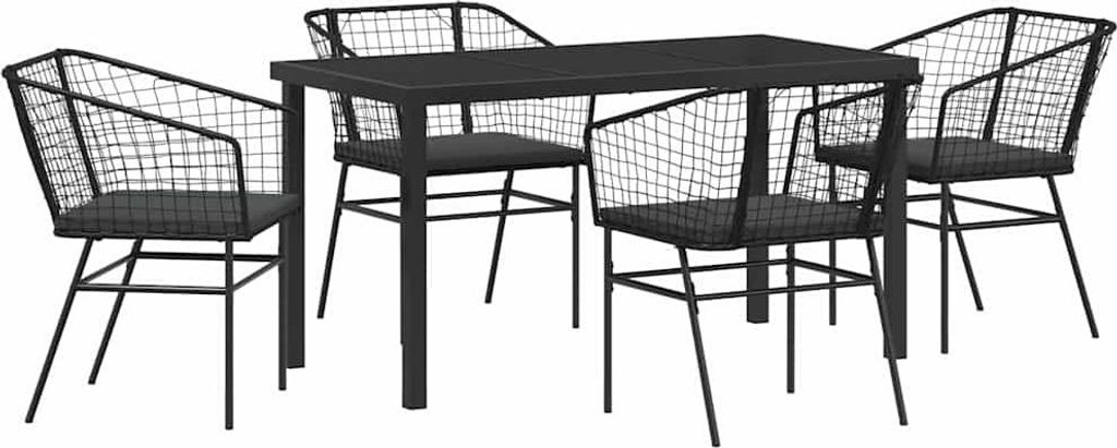 Garten Essgruppe 5 pcs Schwarz Poly-Rattan