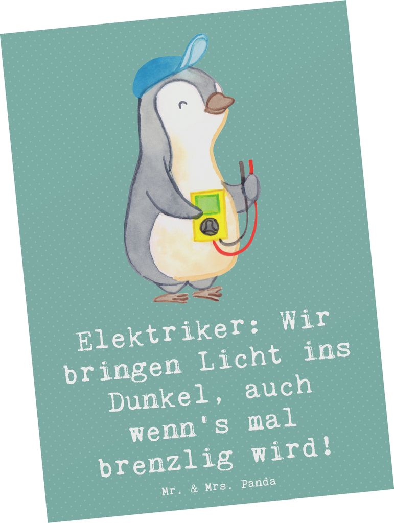 Mr. & Mrs. Panda Postkarte Elektriker Lichtbringer - Meeresbrise - Geschenk, Elektroinstallationen, Licht ins Dunkel, Handwerk, Ansichtskarten, Ber...