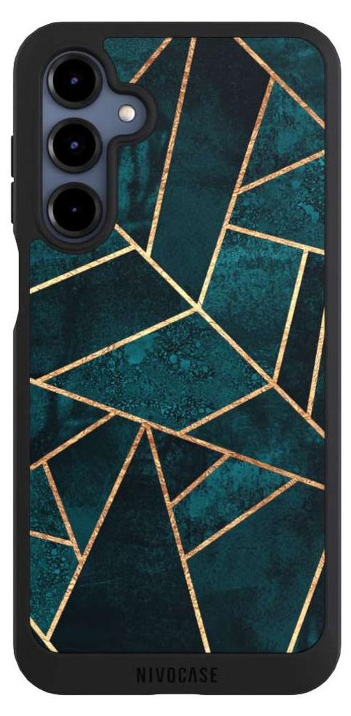NIVOCASE Handyhülle für Samsung Galaxy A16 5G Hülle NIVOpure Case Schwarz Elisabeth Fredriksson Gold & Kupfer Stein