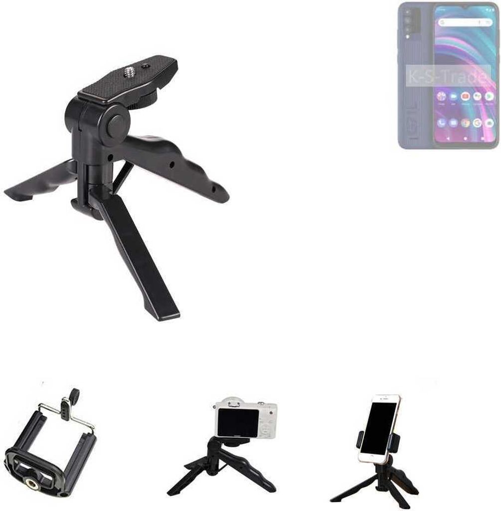 K-S-Trade Stativ Tisch-Ständer Dreibein Handy-Stativ Ständer kompatibel mit BLU G71L Mini-Stativ Smartphone Tripod Handy-Stativ aus Plastik schwarz