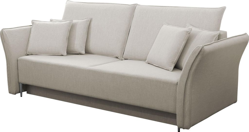 MIRJAN24 Schlafsofa Bregi, Stilvoll Wohnzimmer Couch mit Bettkasten und Schlaffunktion (Farbe: Terra 7, Füße: Silber)