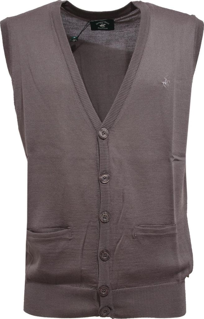 6319K Gilet Strickjacke uomo BEVERLY HILLS POLO CLUB grau ärmelloser Pullover Mann