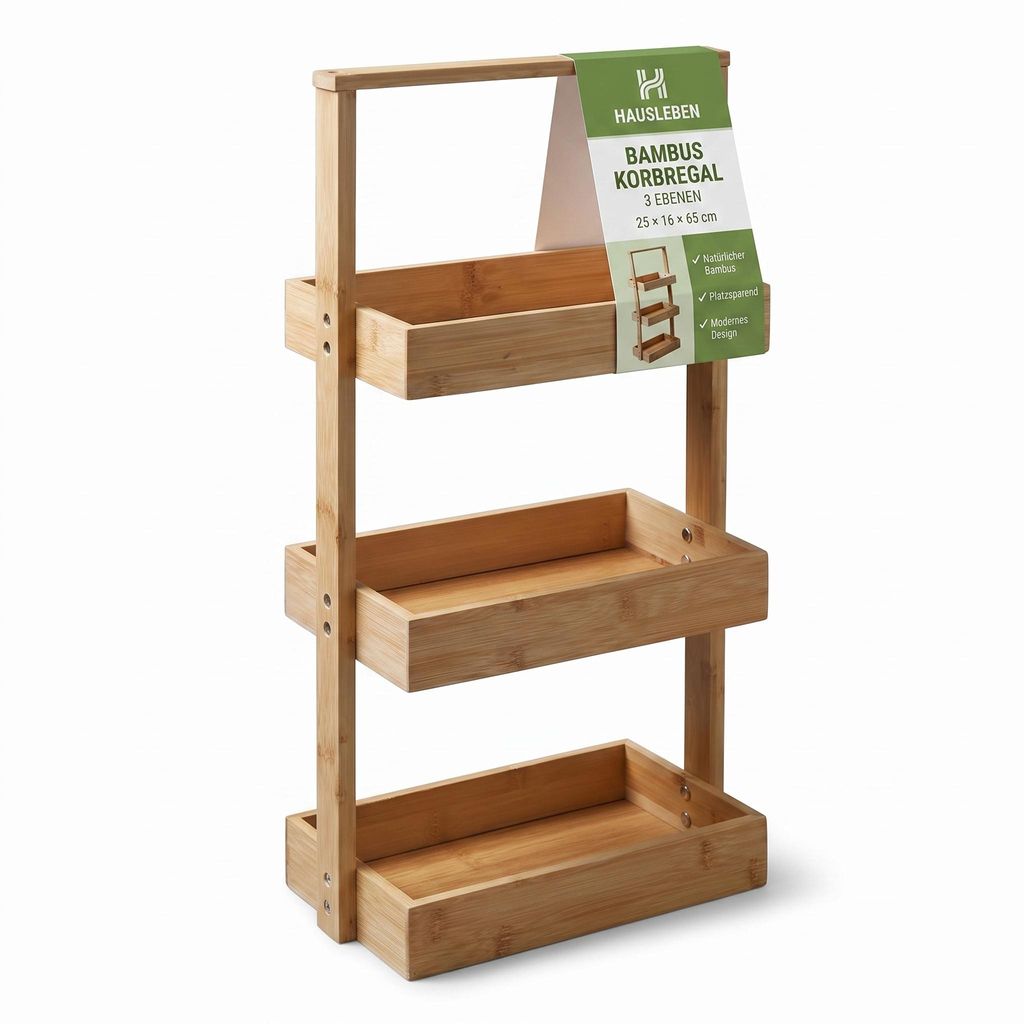 hausleben Bambus Badregal 3 Ebenen 25x16x65 cm – Produktbild 