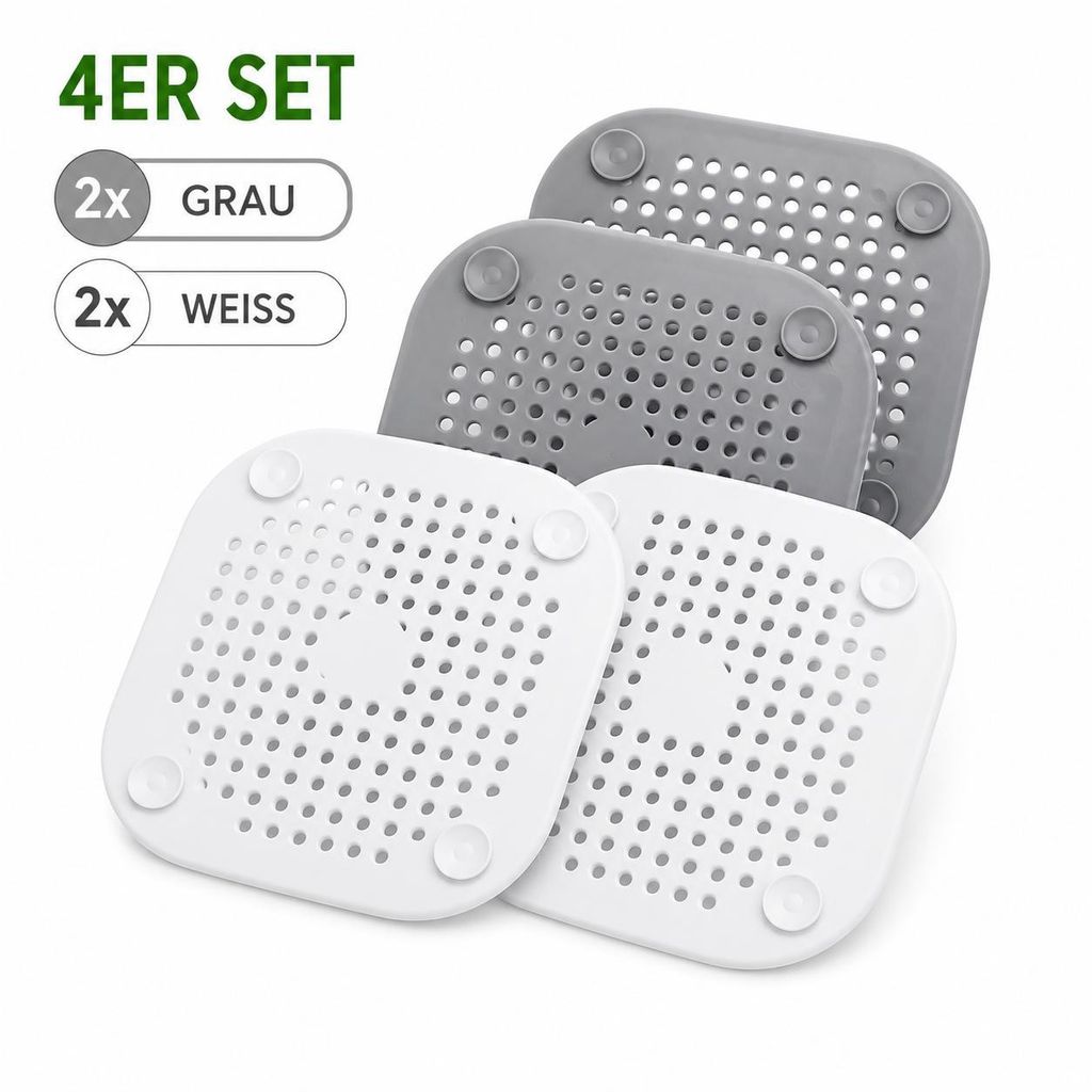 4x Abflusssieb Silikon, Spülbecken Sieb, Dusche Haarfänger, Produktbild 