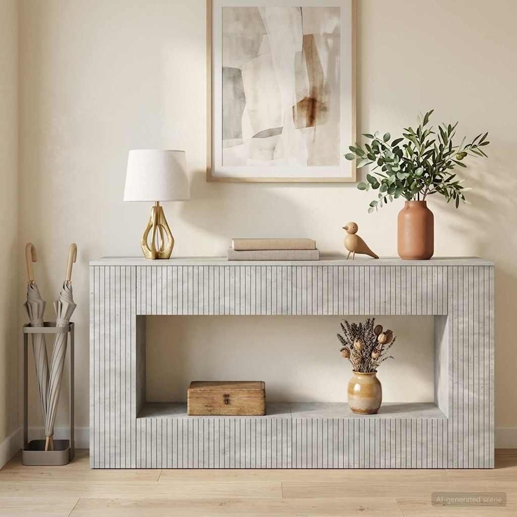 vidaXL Konsolentisch Betongrau 155 x 29 x 74 cm Holzwerkstoff