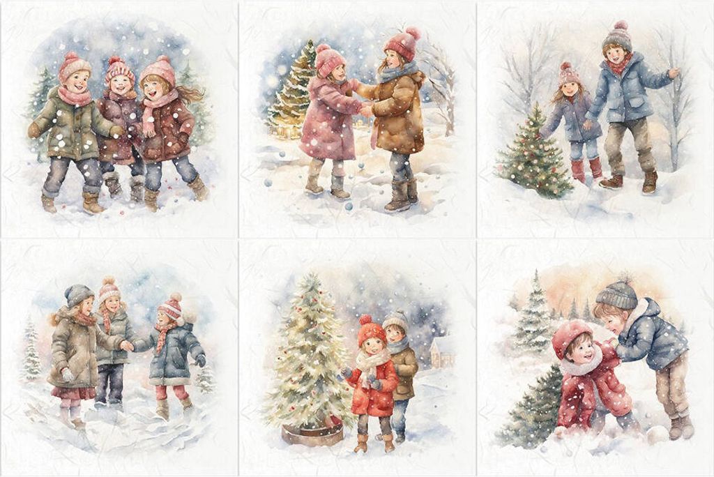 Scrapbooking-Bastelpapier-Set reis - ITD - RSM130 Kinder Weihnachtsbaum Schnee