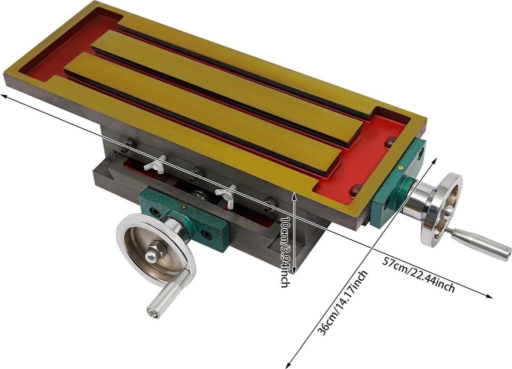 Frästisch - 2-achsiger XY-Kreuztisch - Gusseisen - Verfahrweg X 27 cm, Y 12,5 cm - Größe 57×36×10 cm - Für Fräs- und Bohrmaschine
