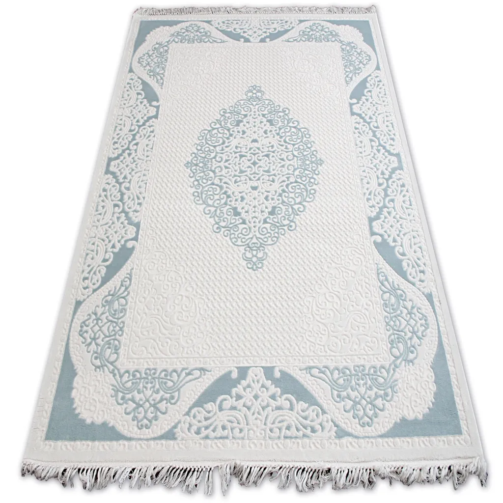 Grand tapis de couloir bleu MIRADA 80x300 cm en acrylique doux
