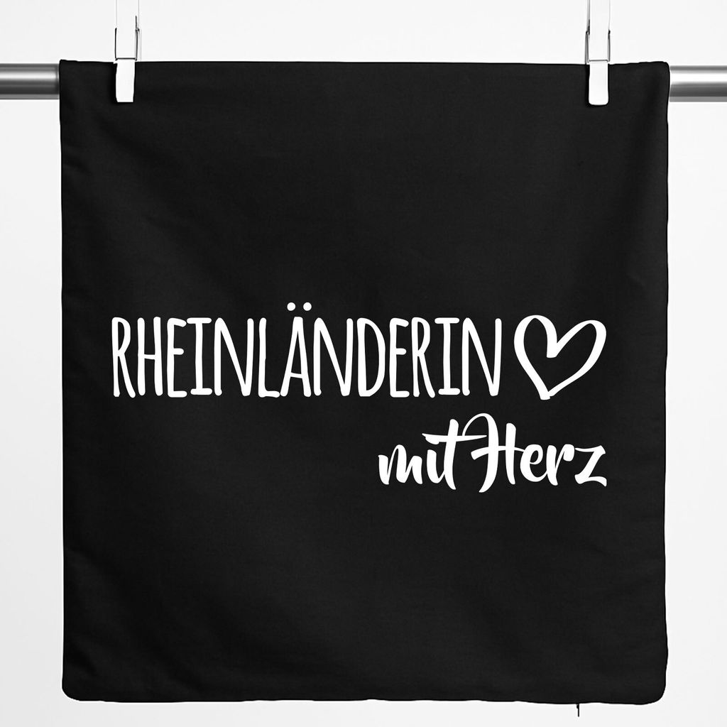 Huuraa Kissenbezug Rheinländerin mit Herz 40x40cm Black Baumwolle Dekokissenbezug Geschenkidee