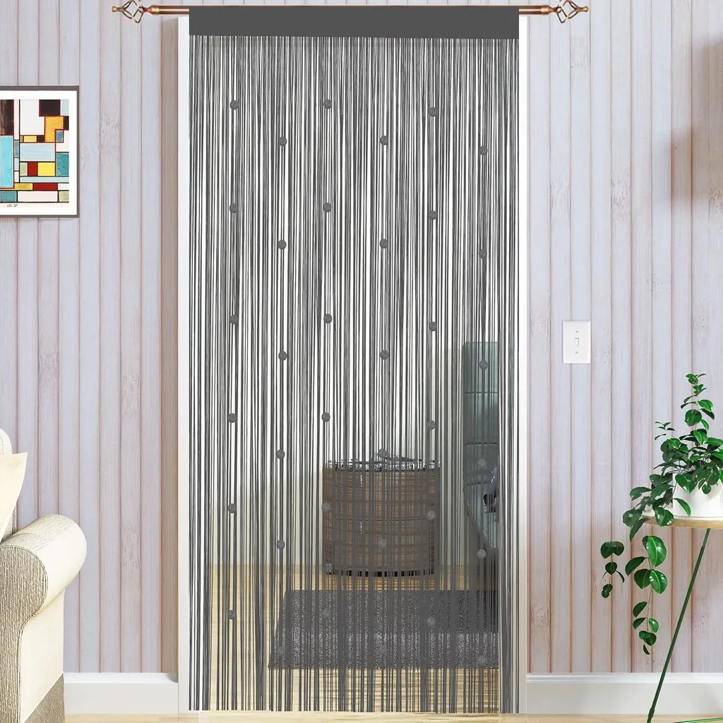 Rideau à perles gris 90 x 245 cm moustiquaire robuste pour porte
