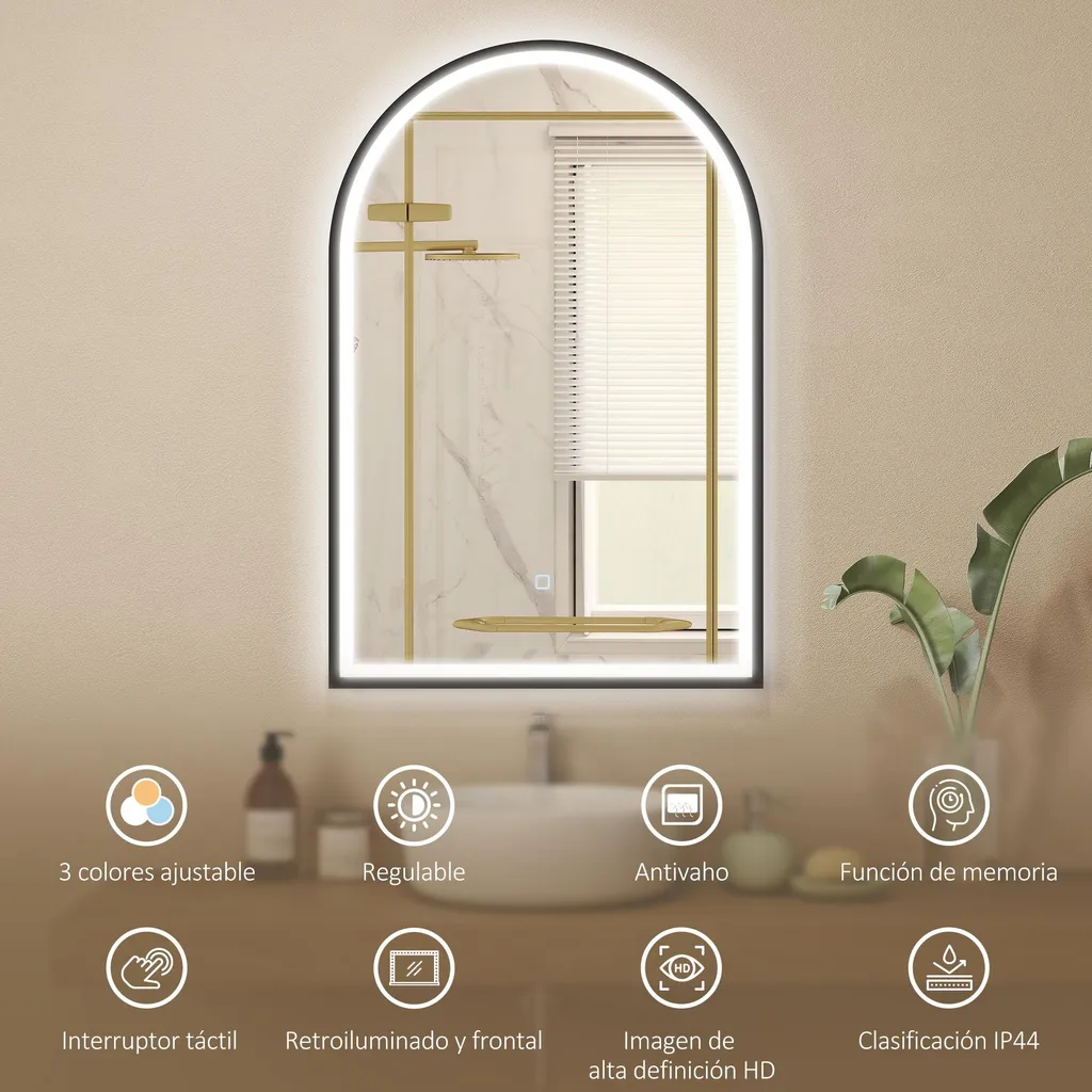 Miroir salle de bain noir design : éclairage variable et sans buée
