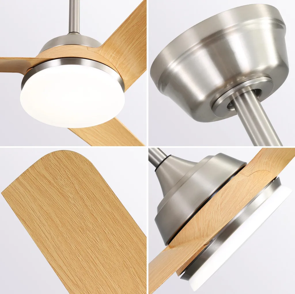 Ventilateur de plafond pour salon avec LED et télécommande 52 pouces