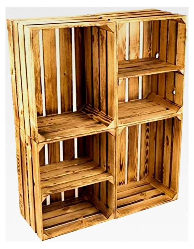 4er Set Massive Obstkiste Apfelkiste Weinkiste aus dem Alten Land – 50 x 40 x 30 cm (2 x Quer, 2 x Ohne)