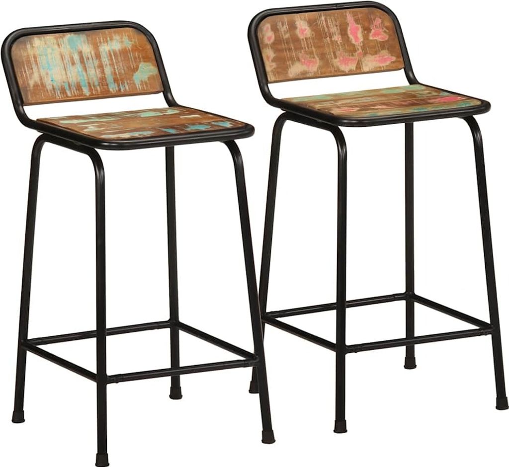 "2026 Promotion" Barhocker 2 Stk. - Hohe Qualität - 46x35,5x80 cm Altholz Massivholz - Barhocker CC24274