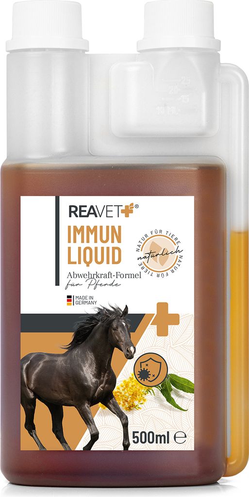 REAVET Immun Liquid für Pferde 500ml - 100% naturbelassenen Kräutermischung, Immunsaft Pferd zur Unterstützung des Immunsystems, Stärkung der A...