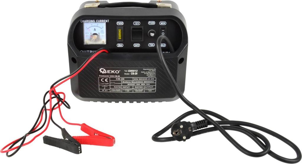 BSD Autobatterie Ladegerät CB-20 - KFZ Batterieladegerät, 12V/24V 18A Ladegerät für Batterien bis 240 Ah