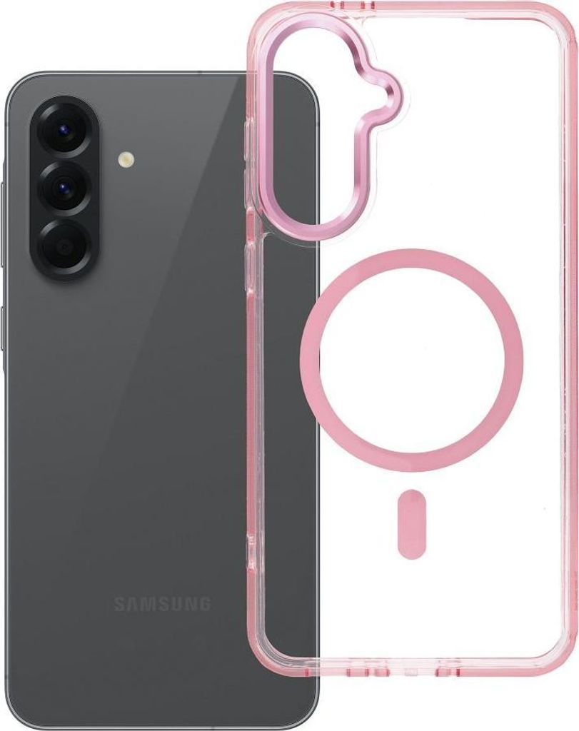 Case passend für Samsung A56 Frame Clear Hybrid Mag Cover kompatibel mit MagSafe powder pink
