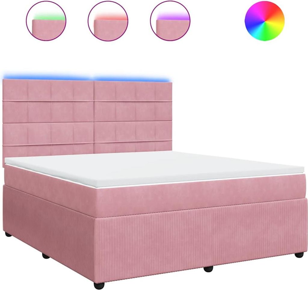 vidaXL Boxspringbett mit Matratze Rosa 180x200 cm Samt