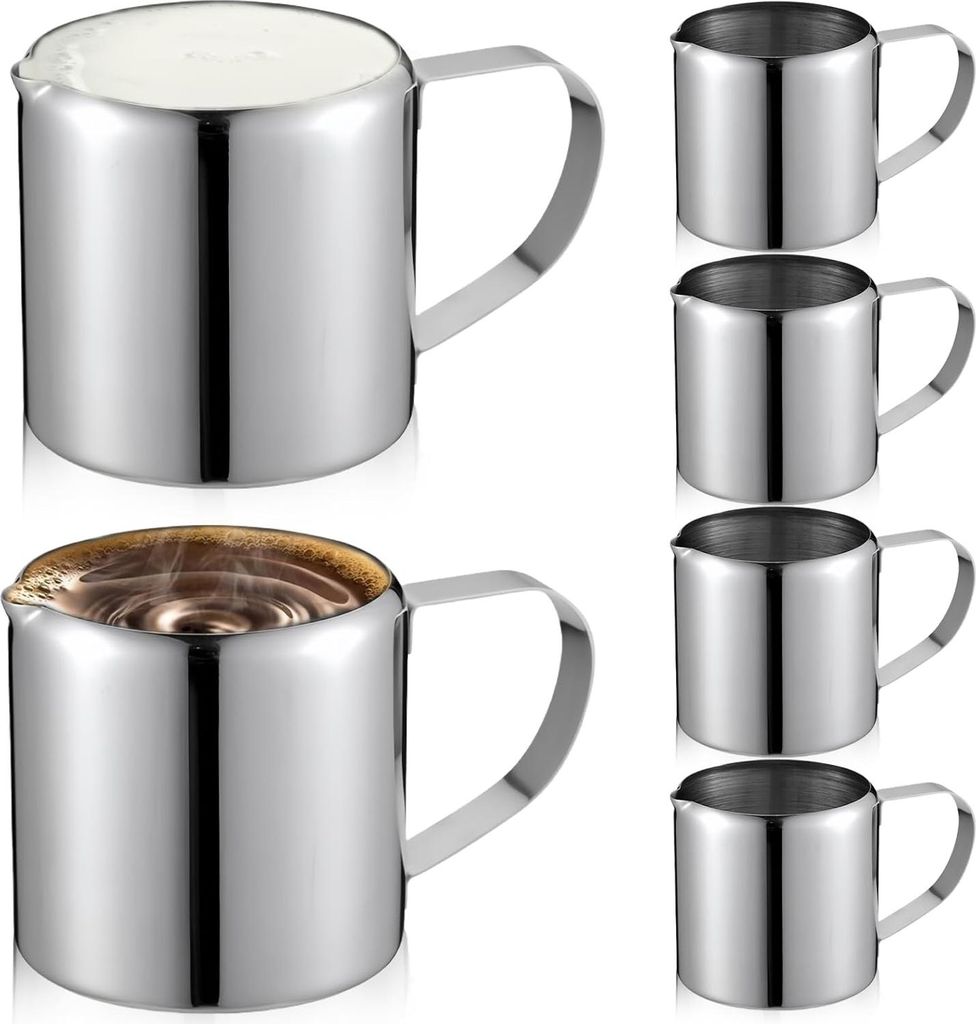Edelstahl-Milchkännchen - Ergonomischer Griff - Set von 6