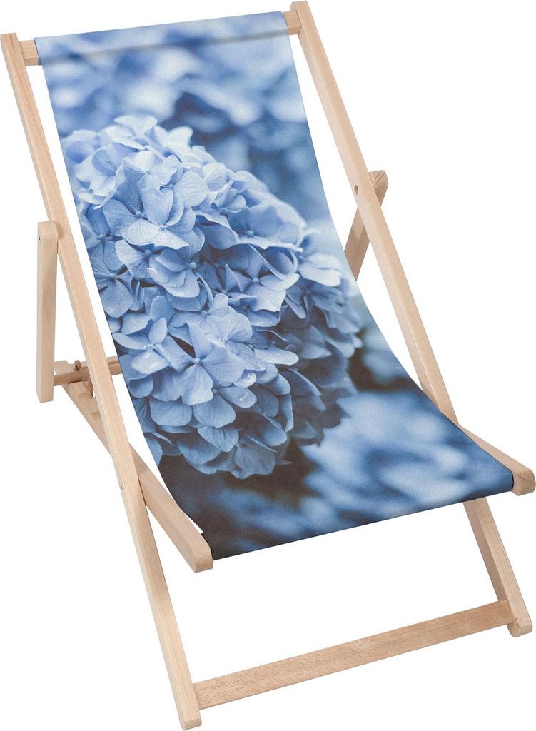 Dreamroots Liegestuhl klappbar Holz, Buchenholz bis zu 130 kg, Sonnenliege klappbar mit 3-stufiger Neigungsregulierung der Rückenlehne, Hydrangea