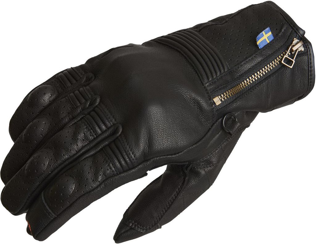 Halvarssons Hofors perforierte Motorradhandschuhe Farbe: Schwarz, Grösse: 6