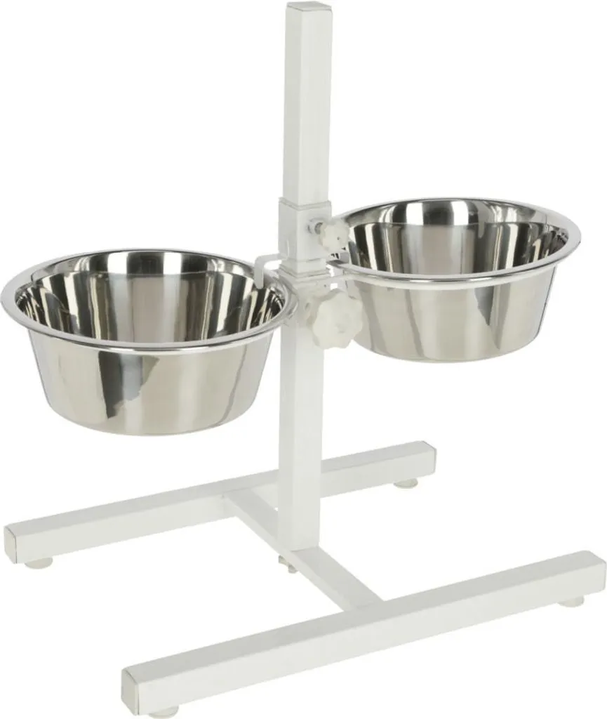 Barre d'alimentation avec écuelles 2x1800ml blanc pour grand chien