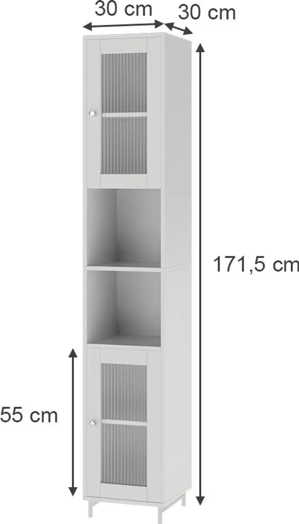 Armadio Bagno Verticale Vicco Malte 171cm | Mobile Stretto Bianco