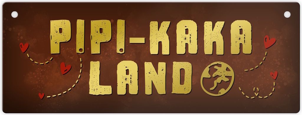 Toiletten Metallschild mit Klo Motiv und Spruch: Pipi-Kaka-Land Schild Türschild