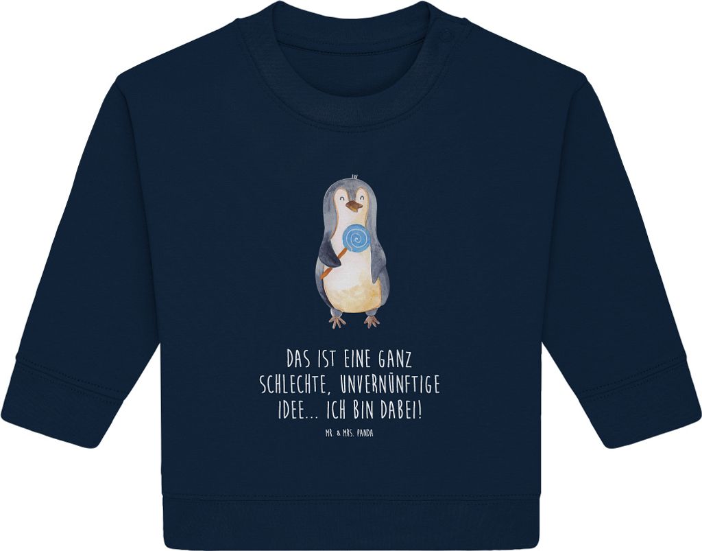 Mr. & Mrs. Panda Organic Baby Pullover Pinguin Lolli 24. - 36. Monat - French Navy - Geschenk, Spruch, Süßigkeiten, Bullover, Rebell, Unvernünftig