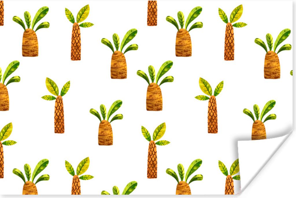 MuchoWow Poster Palmen - Dschungel - Weiß 180x120 cm - Fotoplakat