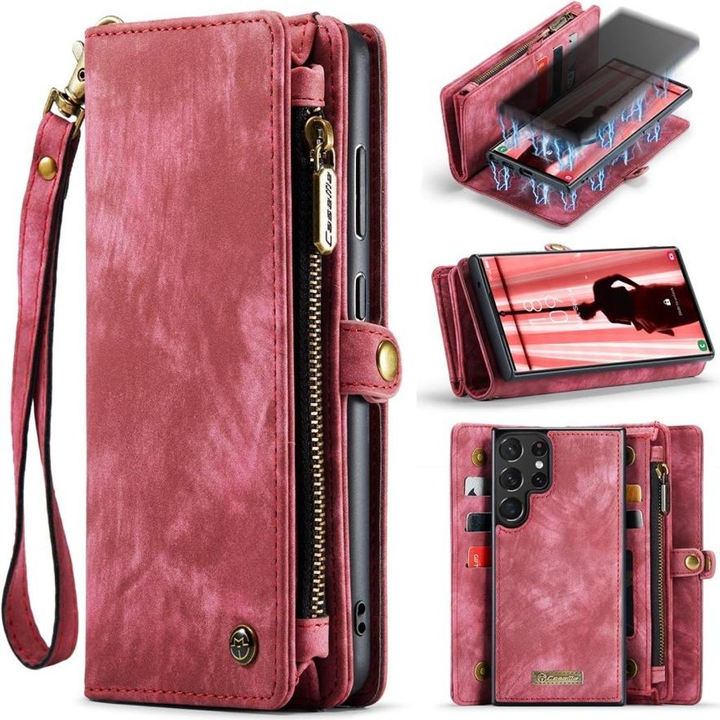 Samsung Galaxy S23 Ultra Hülle - CaseMe 008 2-in-1 Klapphülle & Back Cover mit Brieftasche - Rosa