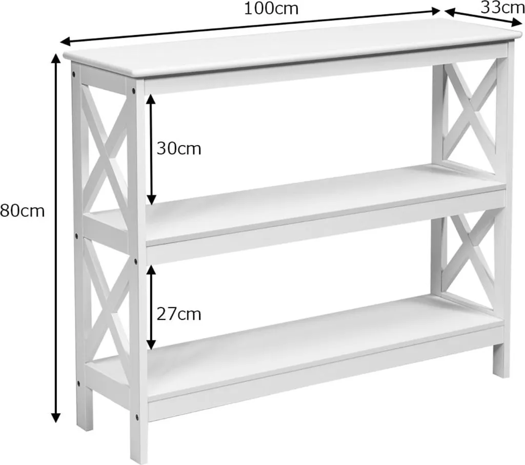 Table console industrielle blanche 100 cm avec étagère de rangement basse - 3