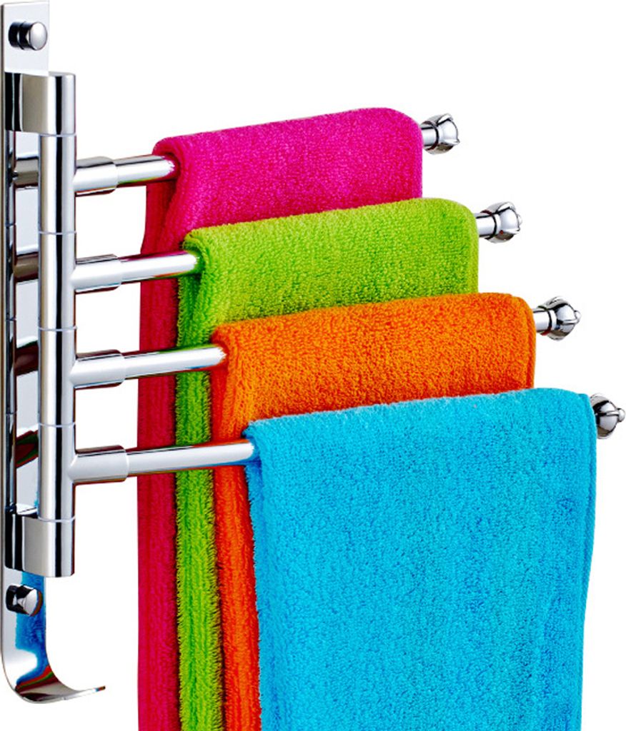 180°Drehung Edelstahl Handtuchhalter Handtuchhaken Bad Handtuchhalter mit 4 Armen einfach und stilvoll