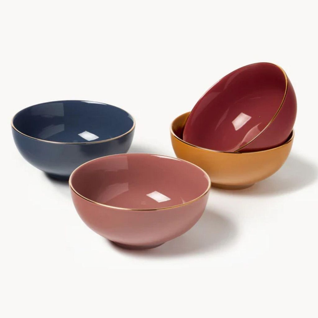 Schüssel-Set 4 Stück Westwing Mystic Porzellan handbemalt 15 cm