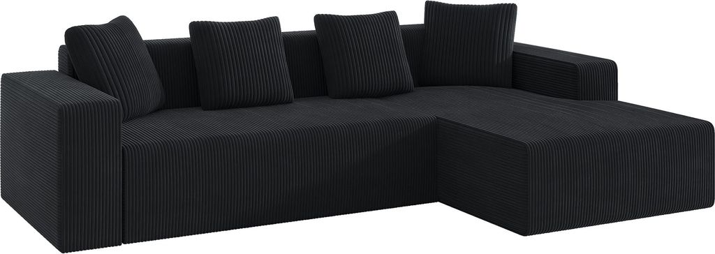 AIORBER Modernes modulares Cloud Sofa, tiefes L-Kombinationssofa, weich gepolstert, ohne Montage, Dreisitzer mit Kissen, Cord, Schwarz
