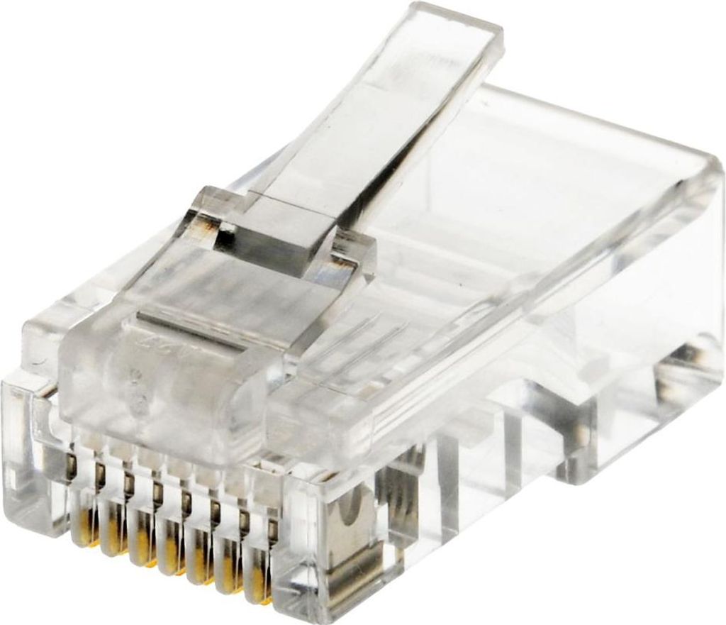 helos Modularstecker RJ45 / 8P8C, VPE 100 Stьck, fьr Flachkabel