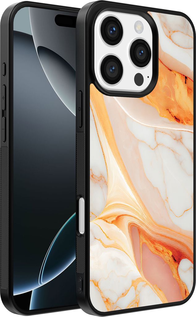 Smartphonica Telefon Fall geeignet für iPhone 16 Pro Max mit Marmor-Druck - TPU zurück Abdeckung Fall Marmor-Design - Orange